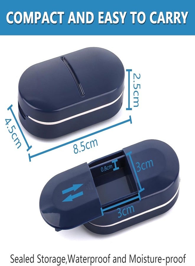 DAZZLIQ Dual-Purpose Medicine Container Tablet Cutter for Small Tablets Medicine Piller Pill Cutter for Tablets of Any Size Medicine Box for Home Medicine Cutter for Pills Box Portable Pill Box BLUE - Image 4